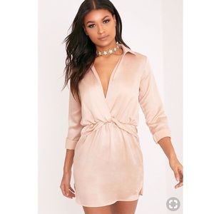 Kats lea Champagne Twist Silky Shirt Dress